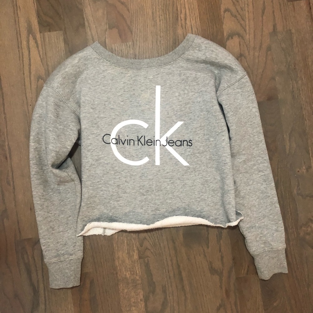 Grey Calvin Klein Cropped Sweatshirt